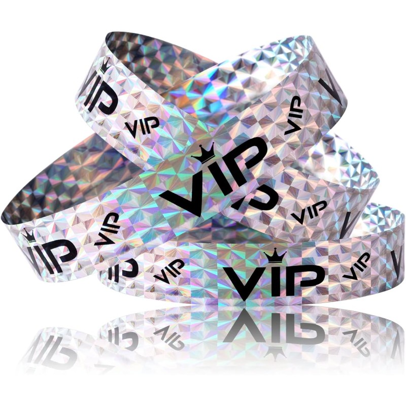 Pulseiras VIP com prata holográfica para controlo de entradas - 500un